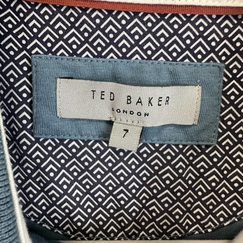 Ted Baker Polo Collared Shirt Tortila Sz 7 Stretch Short Sleeve Casual Basic 3XL